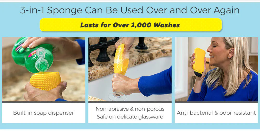3-in-1 Silicone Cleaning Brush and Sponge Tool
