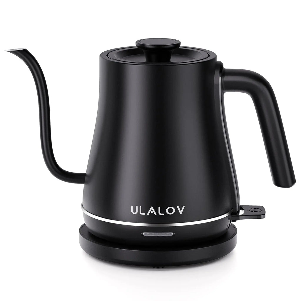 Ulalov Electric Kettle 1L Gooseneck Water Kettle Quick Heating for Pour Over Coffee & Tea Stainless Steel Hot Water Boiler with Auto Shut-Off Boil Dry Protection Matte Black1200W