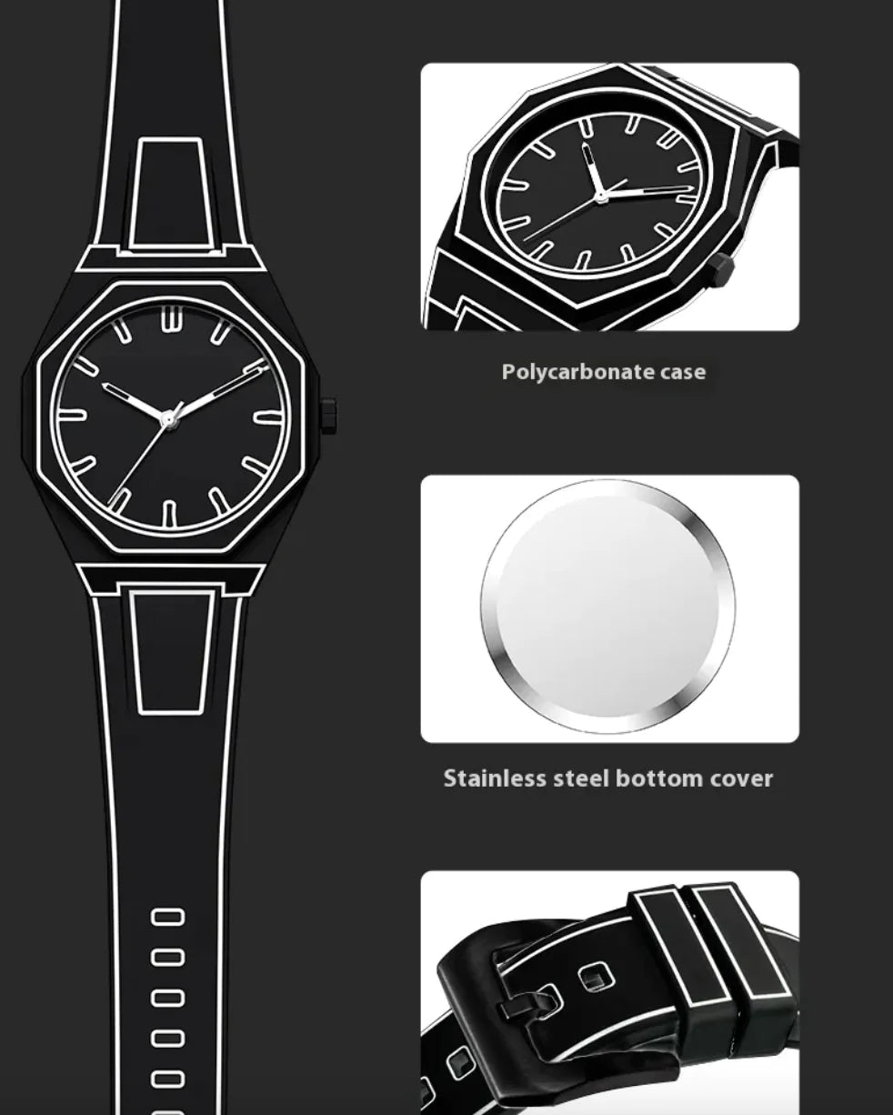 Men's Waterproof Quartz Watch with Silicone Dial