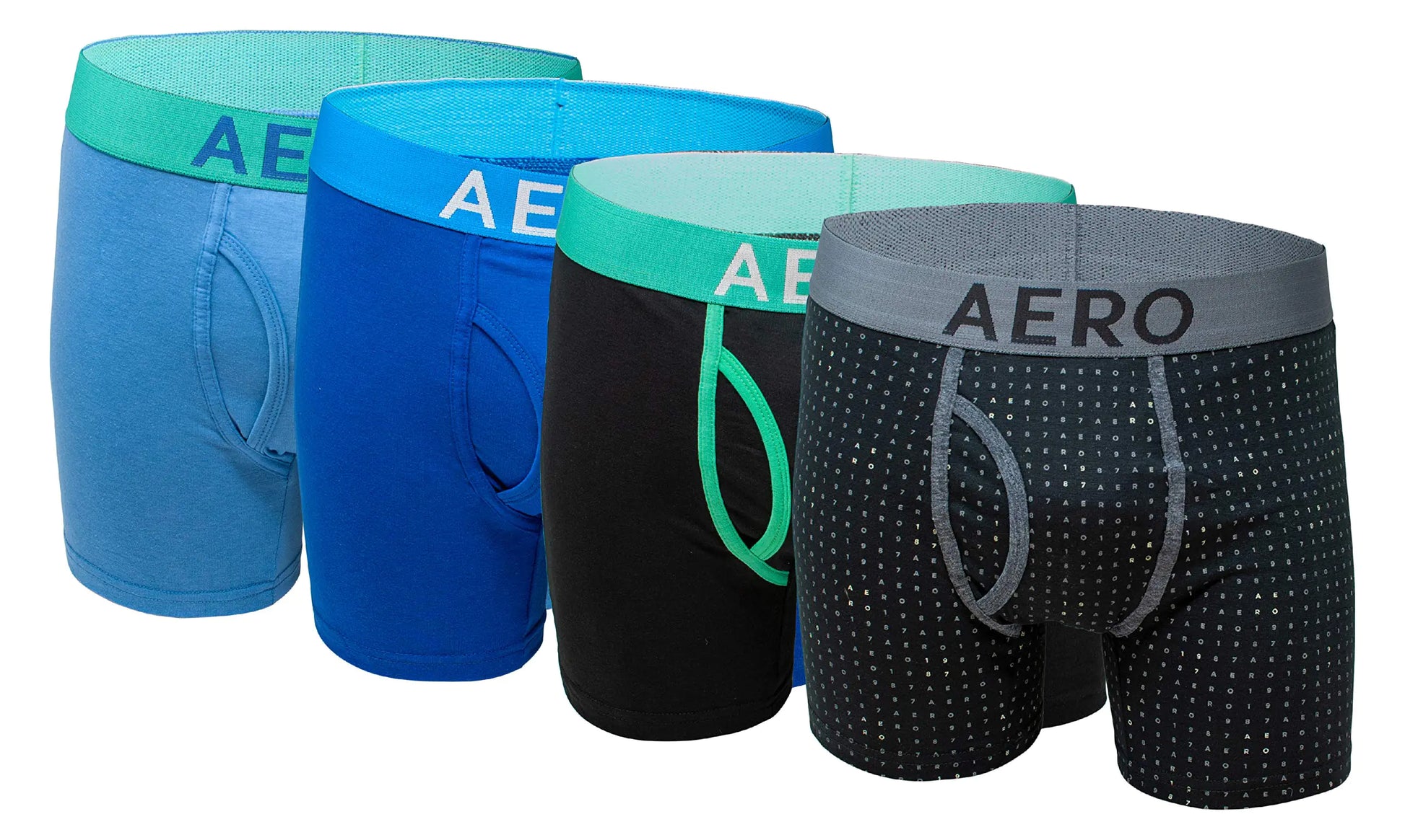 AEROPOSTALE Mens Boxer Briefs 4 Pack Cotton Stretch Boxer Briefs Underwear (Black/Navy X-Large)