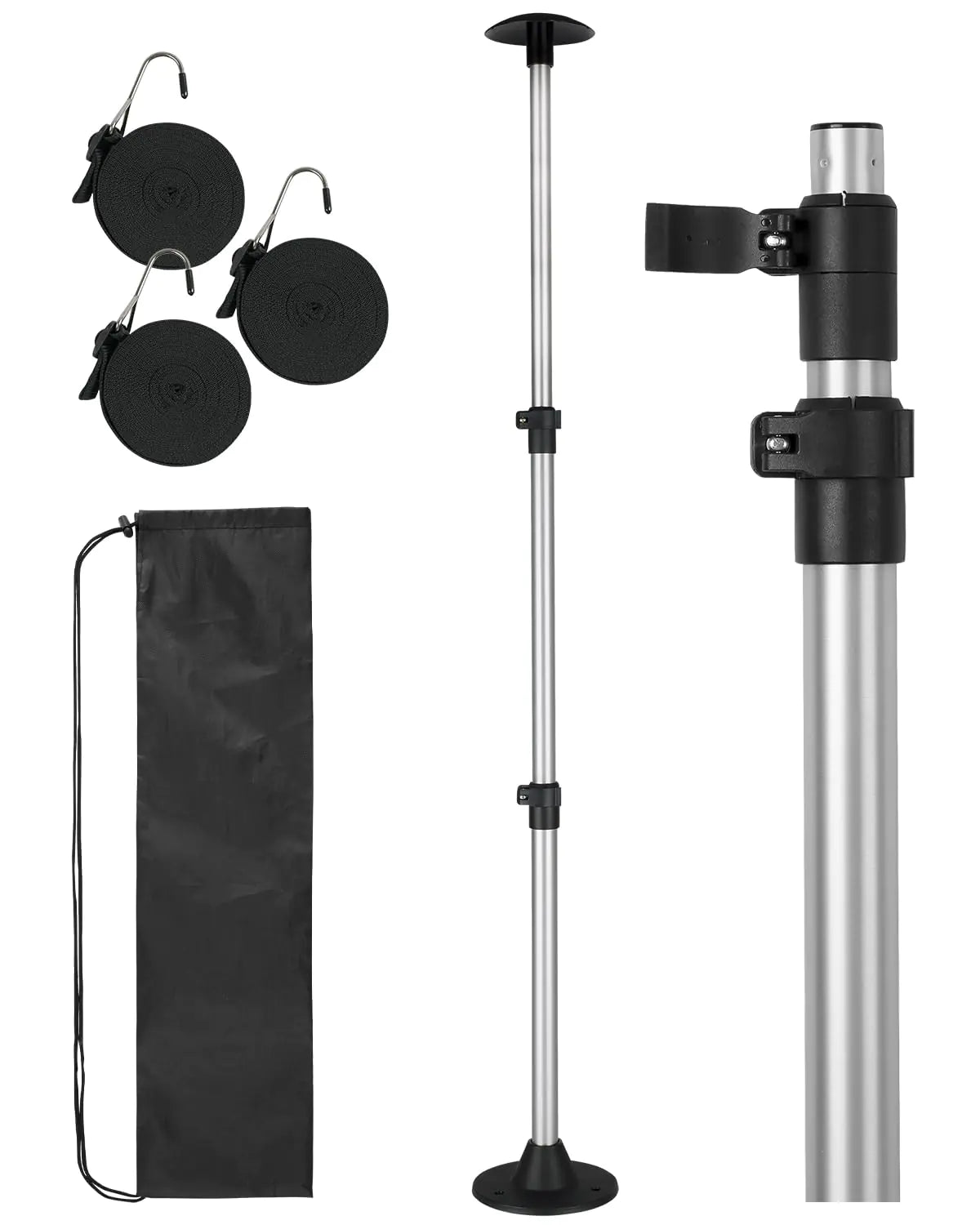 OCEANBROAD Boat Cover Support Pole Adjustable Telescoping Aluminum Pole with Straps for V Hull Boat Jon Boat Pontoon Boat 1 Pack