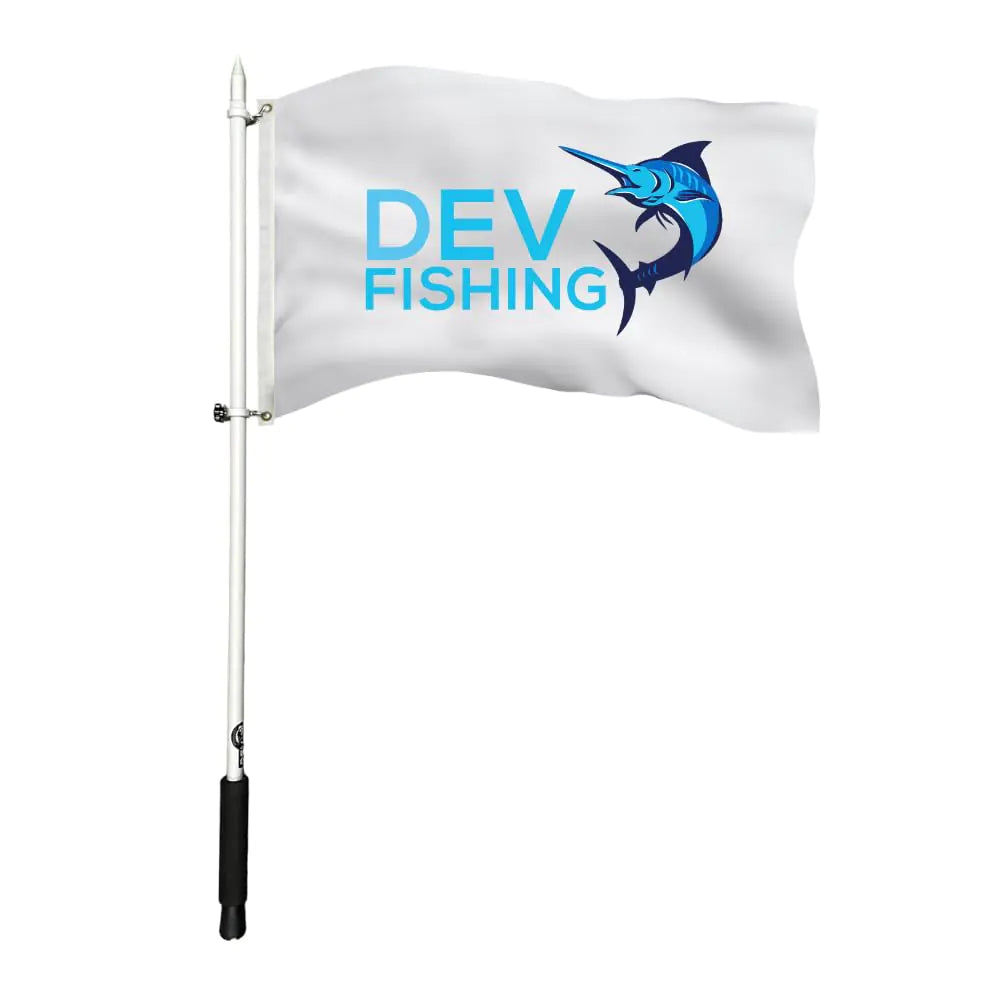Dev Fishing 43" Boat Flag Pole for Boat T - Top/ Boat Rocket launchers Flag Pole / Rod Holder Flag Pole for Boats