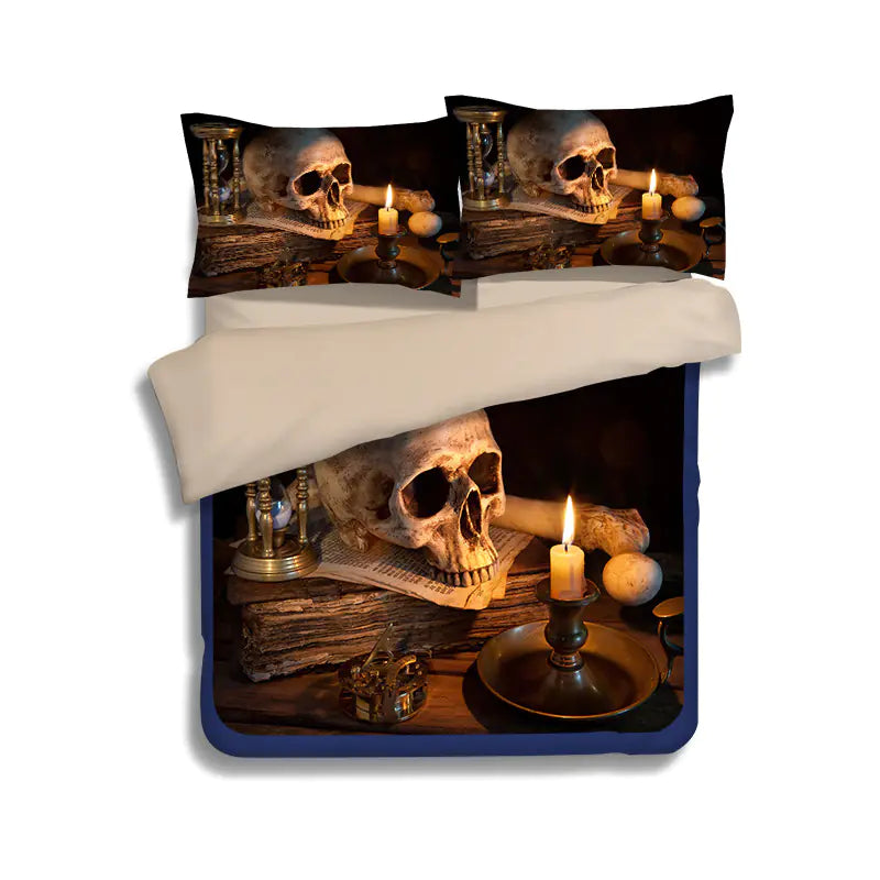 4-Piece Bedding Set with 3D Skull Design