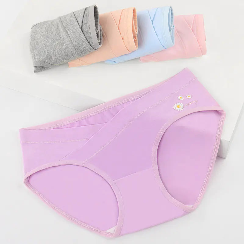 Women's Floral Embroidered Maternity Panties for Comfort