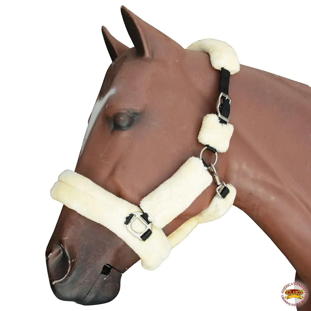 HILASON Comfort Fleece Nylon Horse Halter Natural | Horse Halter | Western Halters for Horses | Fleece Halters for Horses | Nylon Halters for Horses | Horse Halters Small
