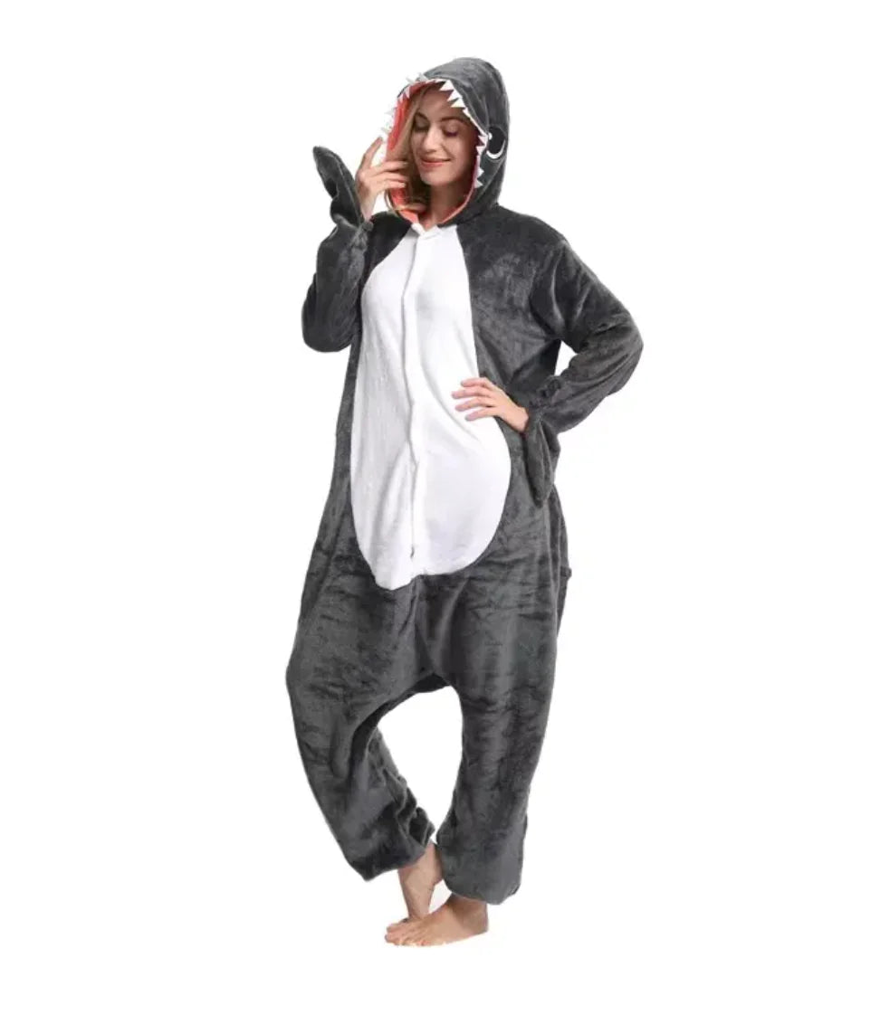 Flannel Cartoon One-Piece Pajamas