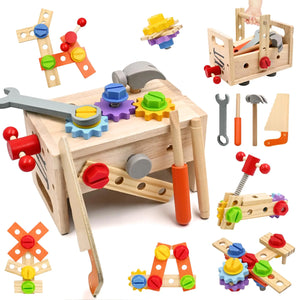 AiTuiTui Wooden Kids Tool Set 29 Pcs Montessori Toddler Toys with Tool Box Educational Pretend Play Construction Stem Learning Toys for Toddlers 2 3 4 5 Year Old Boy Girl Birthday Gifts