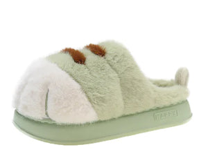 3D Cat Paw Plush Slippers for Autumn and Winter (One Pair)