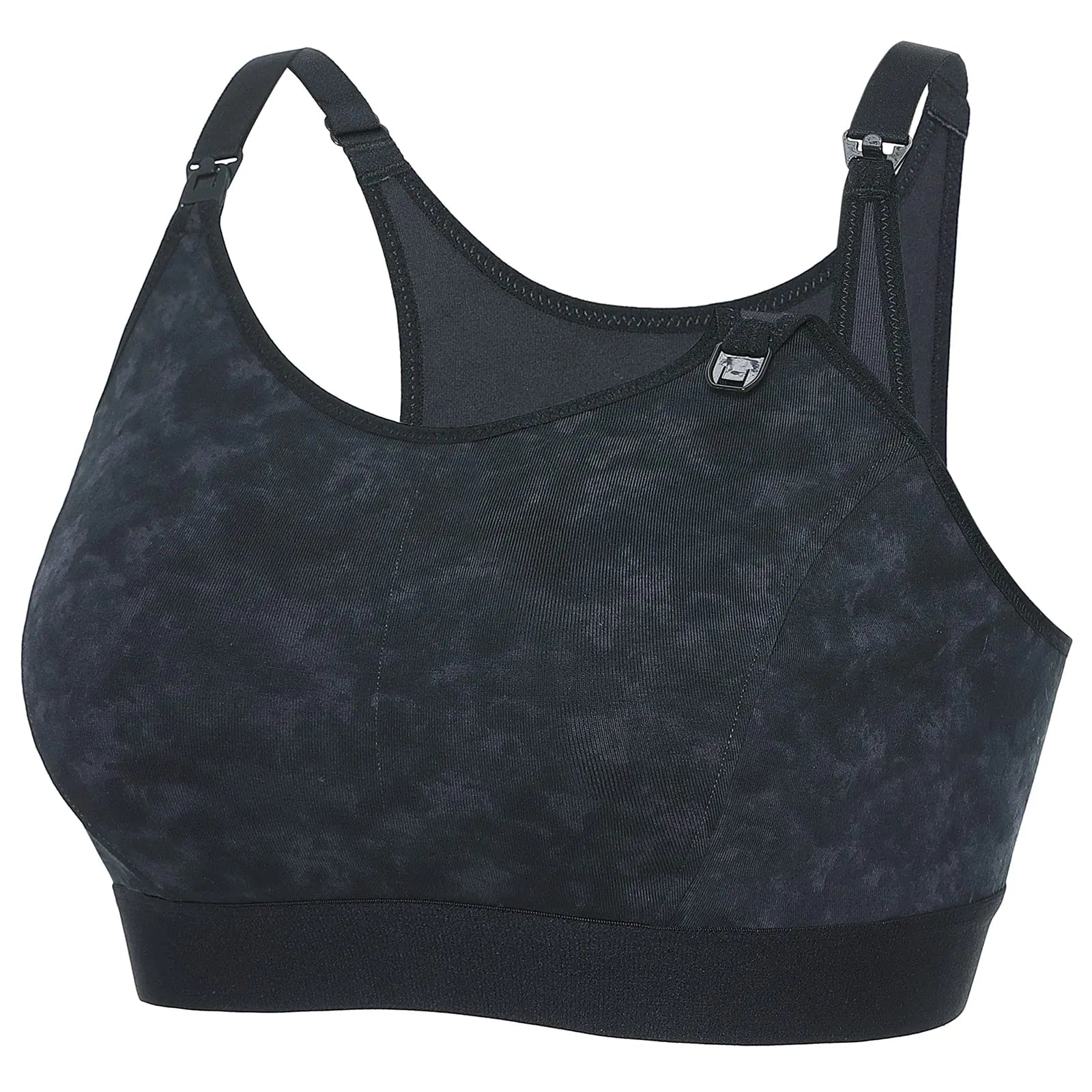 Gratlin Womens Plus Size Nursing Bra Support Nursing Sports Bra Cotton Breastfeeding Maternity Bras Smoke Fills The Air (Dark Grey) Small