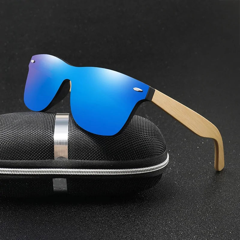 Square Bamboo Oversize  Sun Glasses