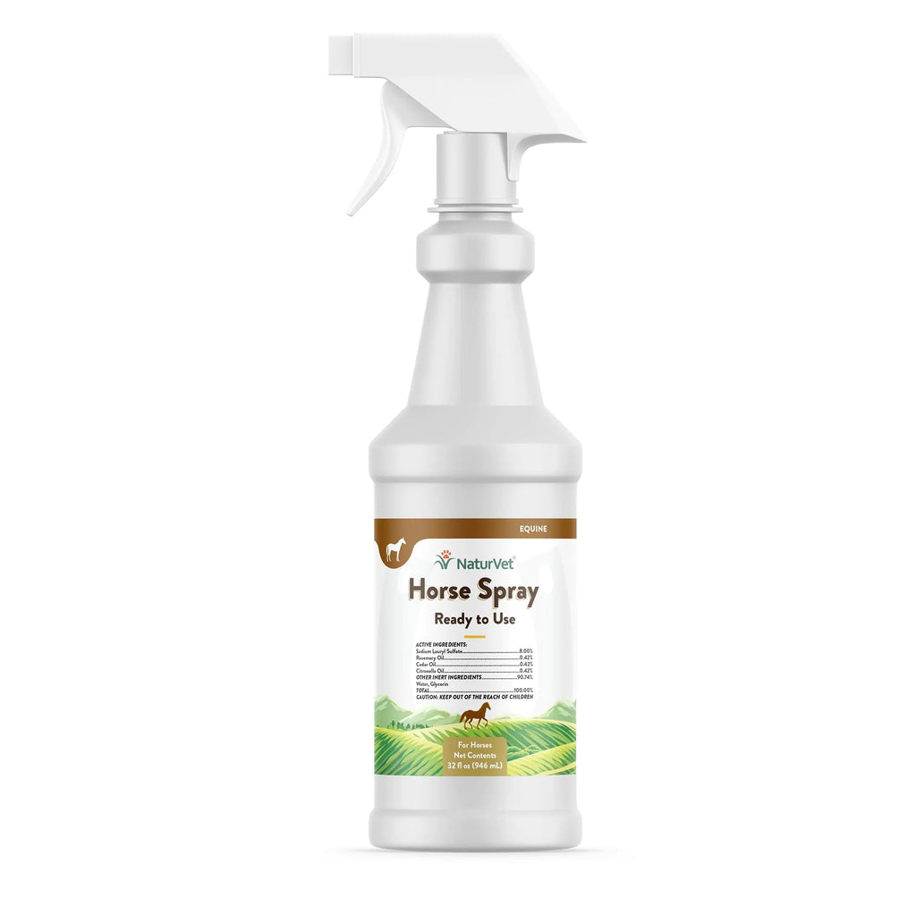 NaturVet Natural Horse Spray for Flies – for Horses Coat Legs Shoulders & Neck – Includes Citronella Rosemary Cedar Oils – Herbal Fragrance for Horses – 32 Oz.