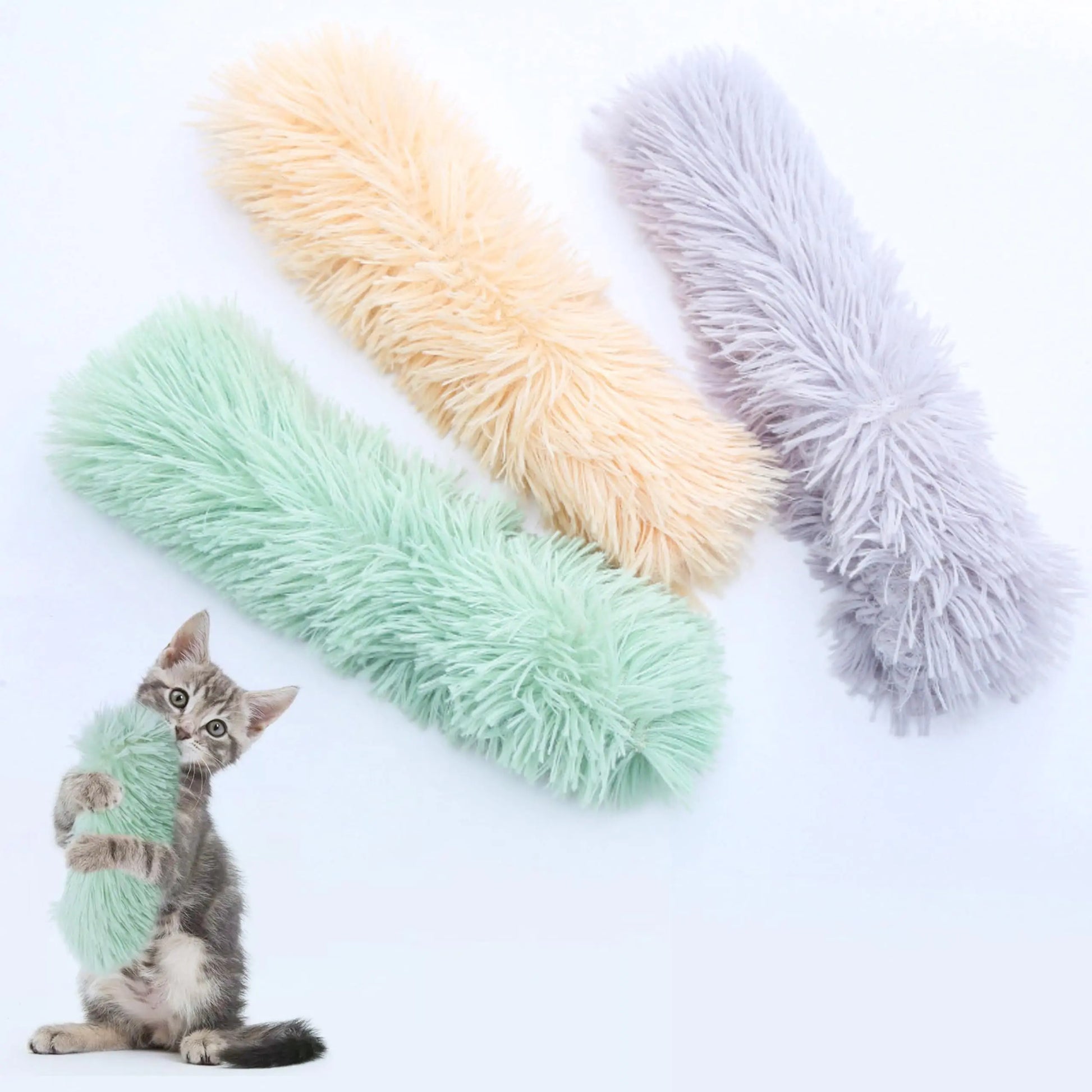 Cat Toys/Pillow Catnip 3 Pack - Bite-Proof Kicker Toy for Indoor Cats with Crinkle Paper, Catnip & Teething Soother (Yellow/Green/Blue)