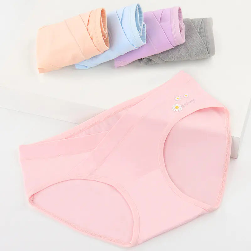 Women's Floral Embroidered Maternity Panties for Comfort