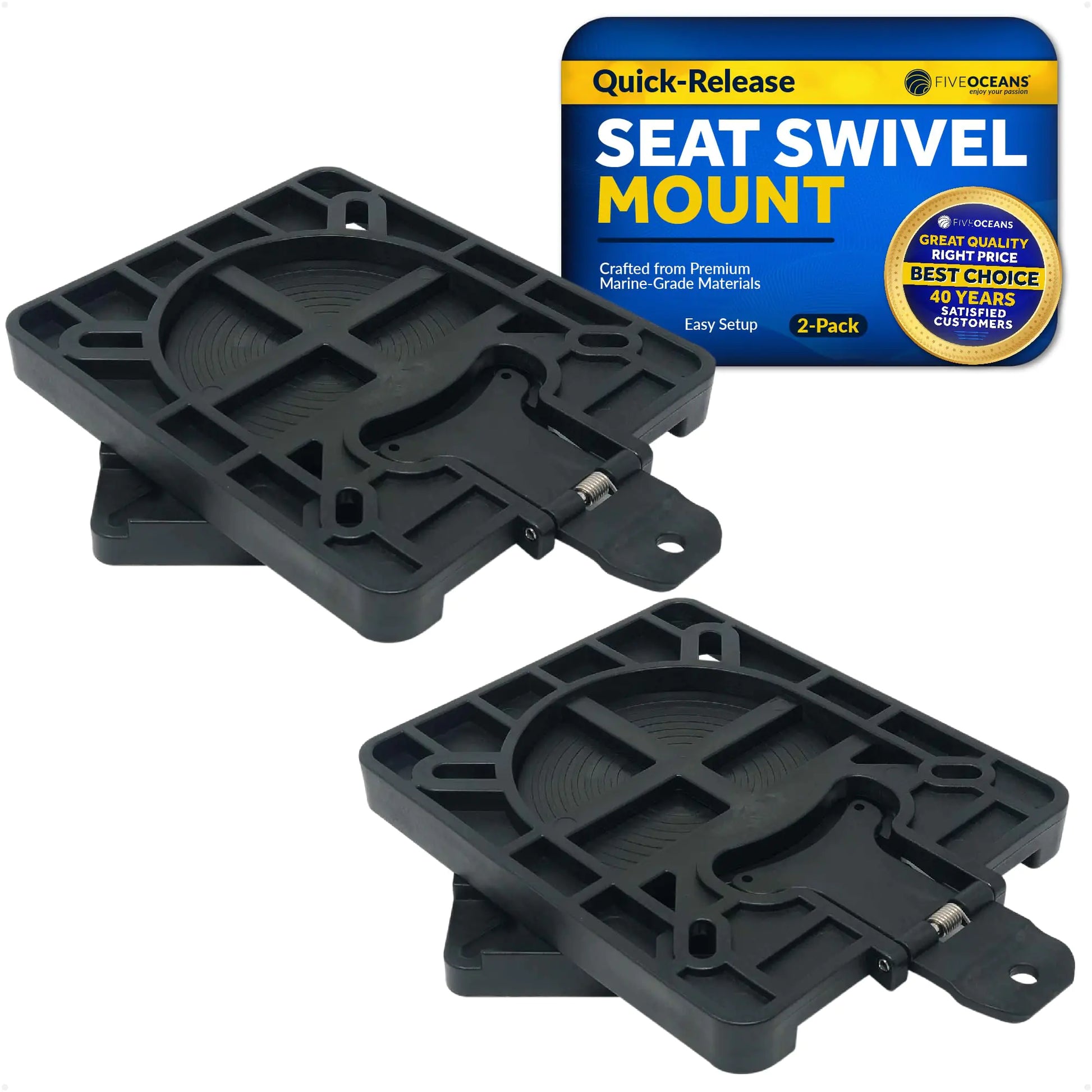 Five Oceans Boat Seat Swivel 2-Pack Marine Boat Quick-Release Boat Seat Swivel Mount with Removable Bracket Boat Seat Swivel Base Universal Mounting - Boat Swivel Seat Mount - FO3891-M2
