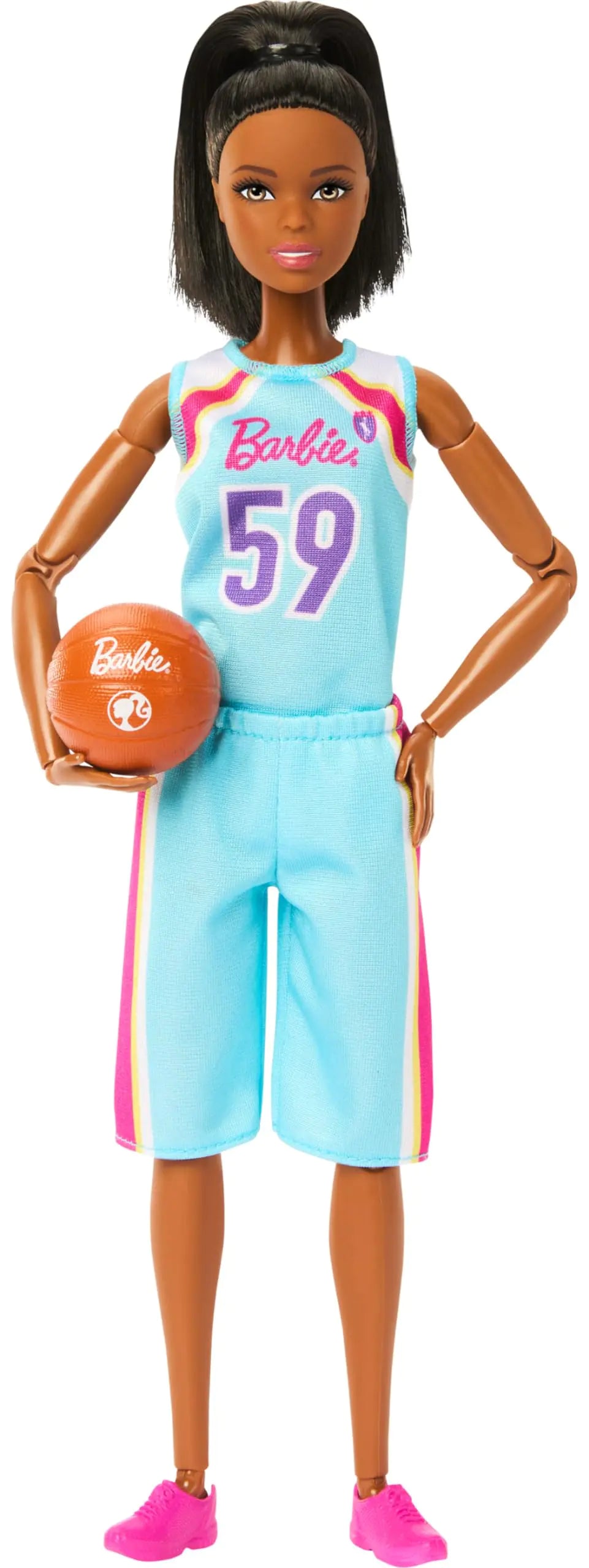 Barbie Careers Fashion Doll & Accessories Made to Move Brunette Basketball Player Wearing Removable Uniform with Ball 22 Bendable Joints