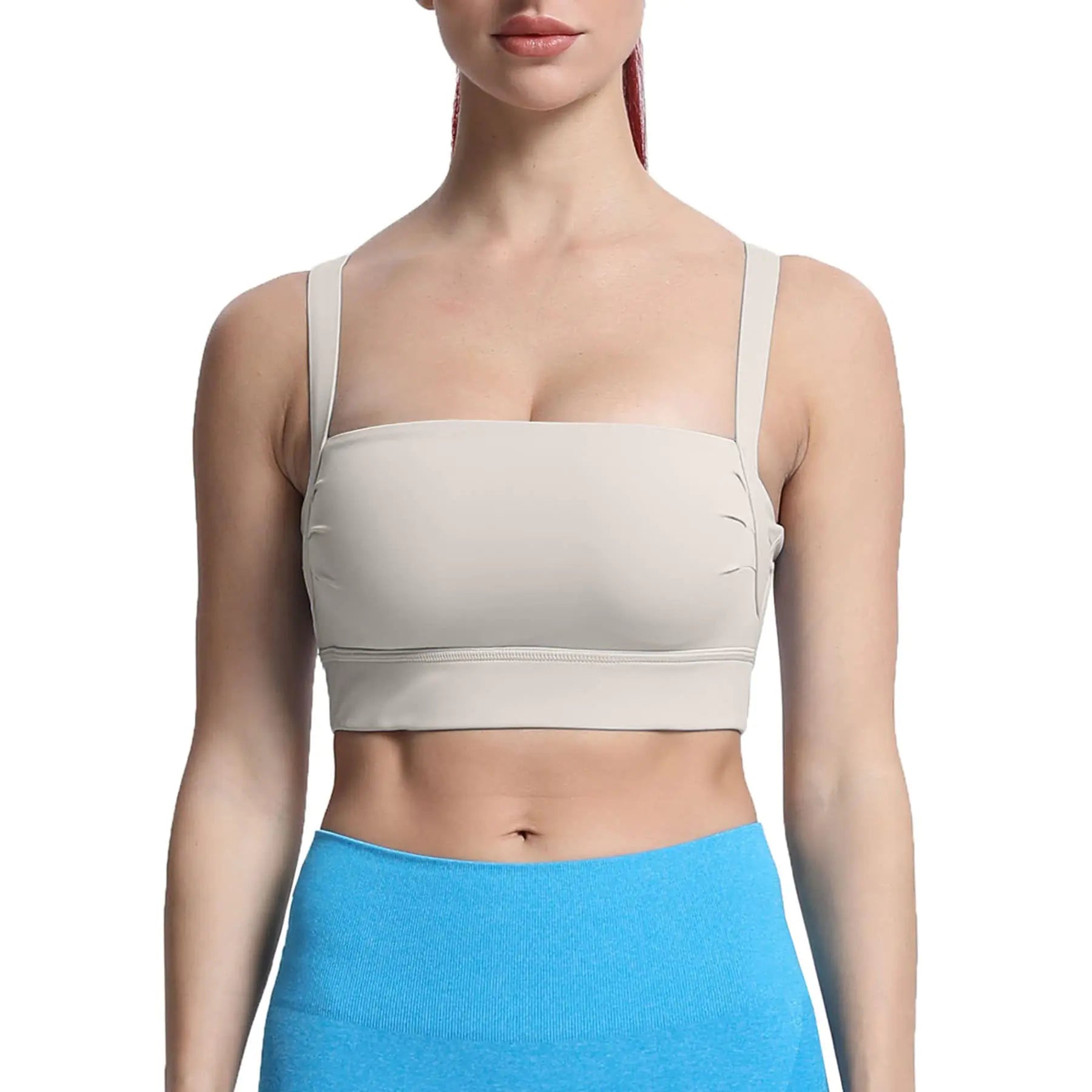Aoxjox Womens Workout High Impact Sports Bras Fitness Square Neck Balcony Open Back Bra Yoga Crop Tank Top (Mink XX-Small)
