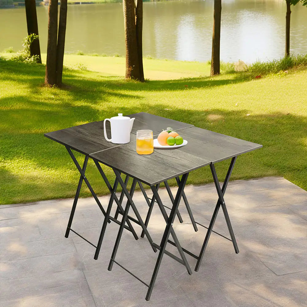 5 Piece Folding TV Tray Table Set,Foldable Sofa Side Table,End Table,Snack Table,Save Space,Grey
