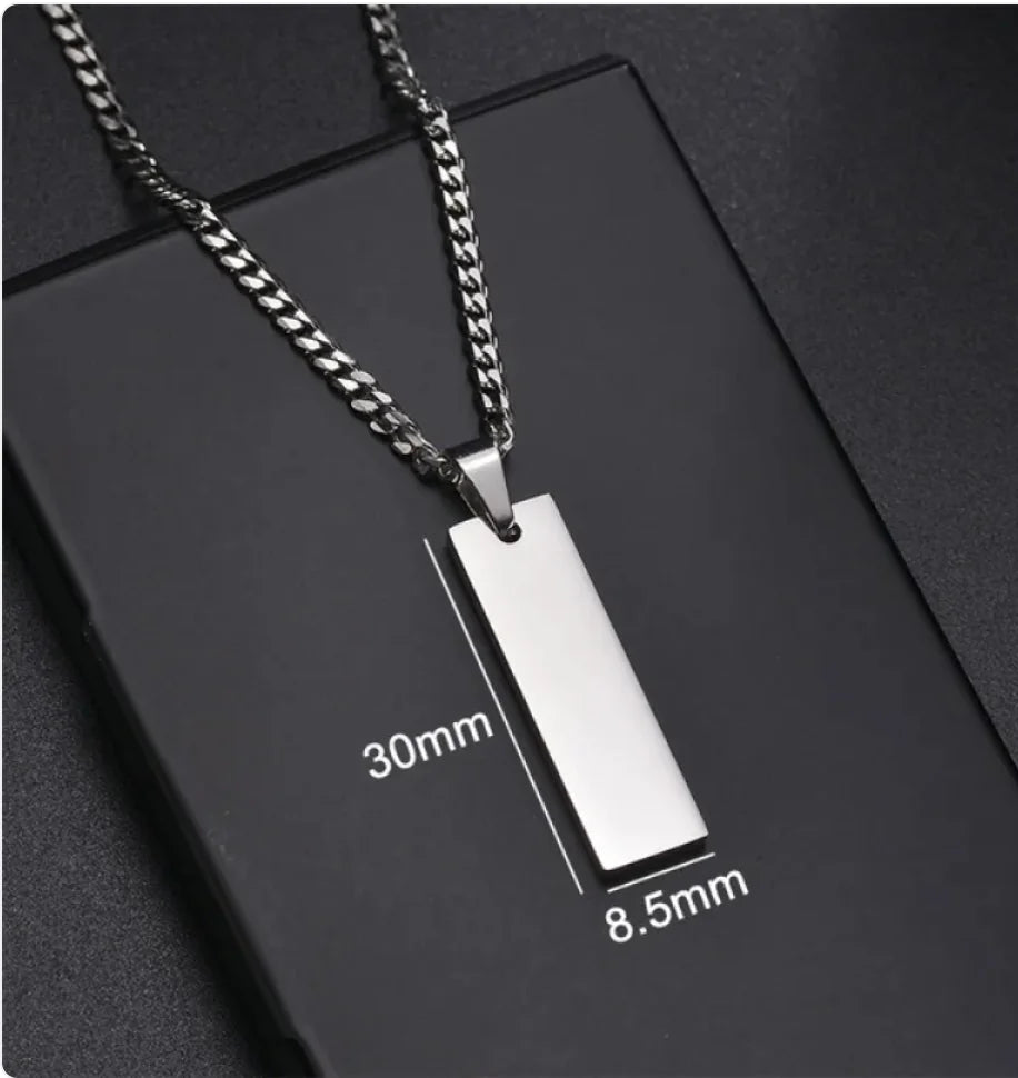 Stainless Steel Military-Style Engraved Necklace
