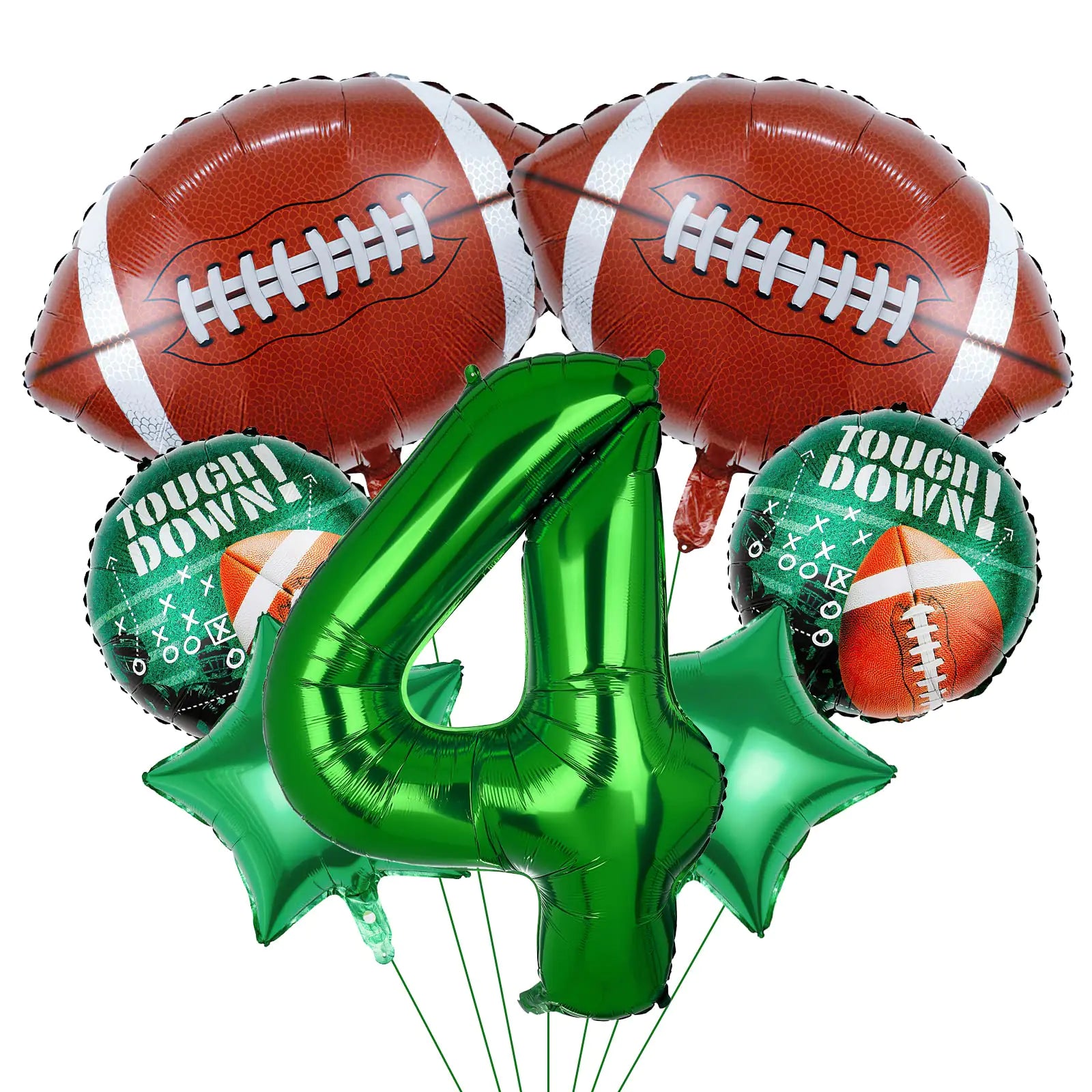 7pcs Football Balloons Football Birthday Number Mylar Foil Balloon Football Sport Them Party Supplies Football 4th Birthday Decorations (4th)