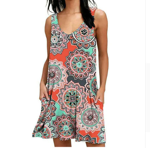 V-Neck Printed Sleeveless Top