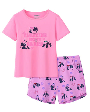 UNICABBIT21 Black Sleeping Sloth Summer Pajamas for Girls Big Kids Cute Cartoon Nighty Sleepwear 2-Piece Short Sleeve Set Size 16