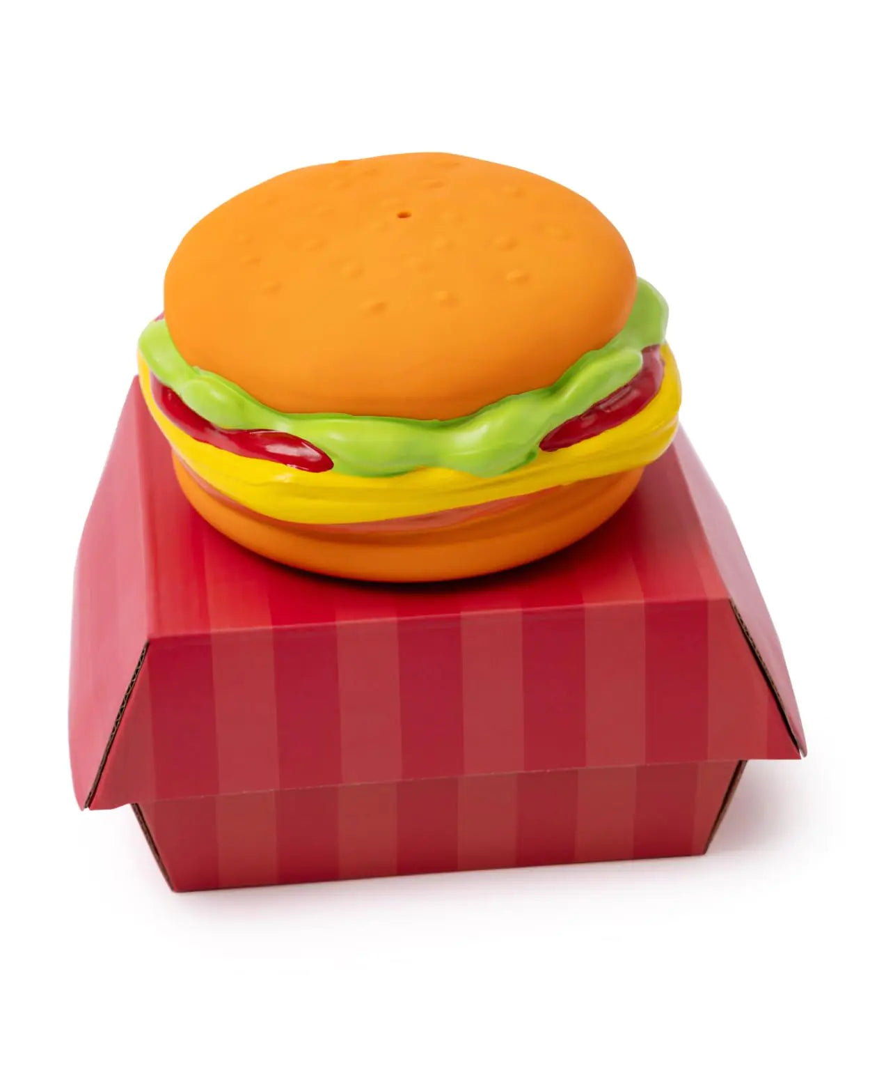 HamBarker Dog Toy - Hamburger Themed Design Extremely Durable Squeaky Perfect Chew and Fetch Toy Unique Burger Packaging