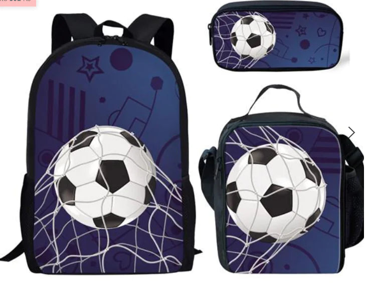 Children's Football Print 3-Piece Backpack Set