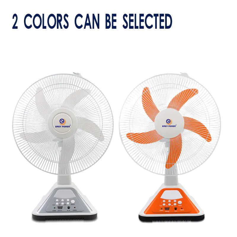 16-Inch Solar Fan with Rechargeable Battery & USB Charging