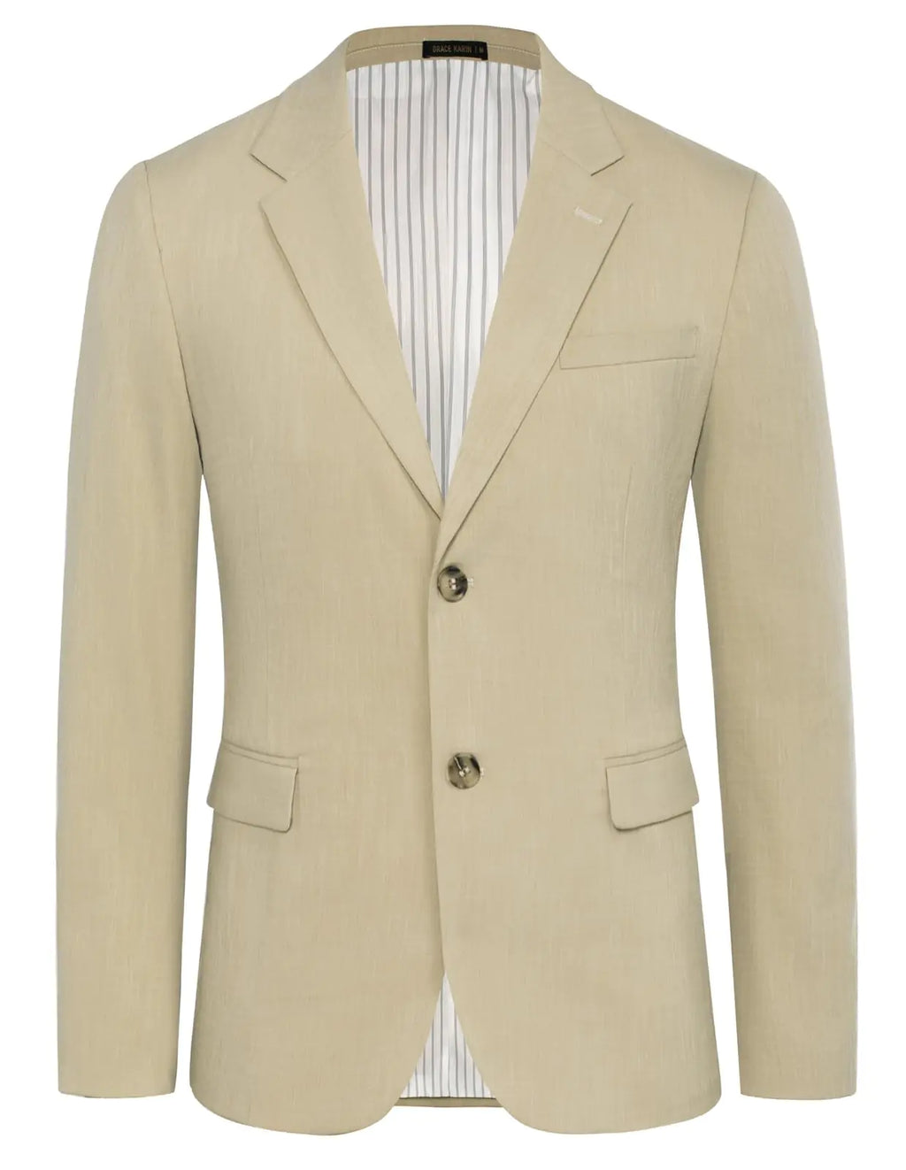 GRACE KARIN Mens Casual Suit Jacket Two Button Slim Fit Blazer and Sport Coat Khaki