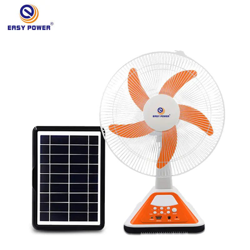 16-Inch Solar Fan with Rechargeable Battery & USB Charging