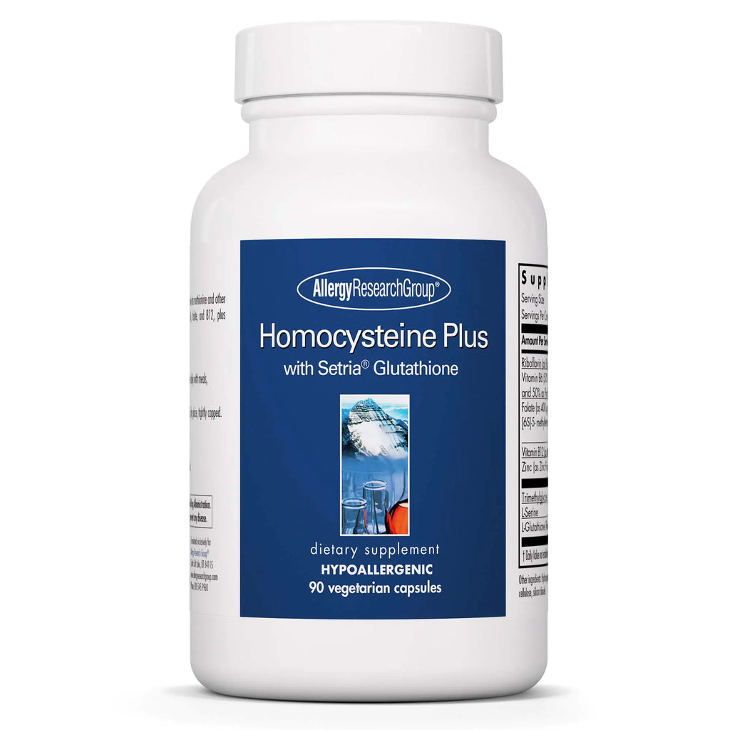 Allergy Research Group Homocysteine Plus Supplement - with Setria Glutathione Vitamin B Complex Trimethylglycine Vegetarian Capsules - 90 Count