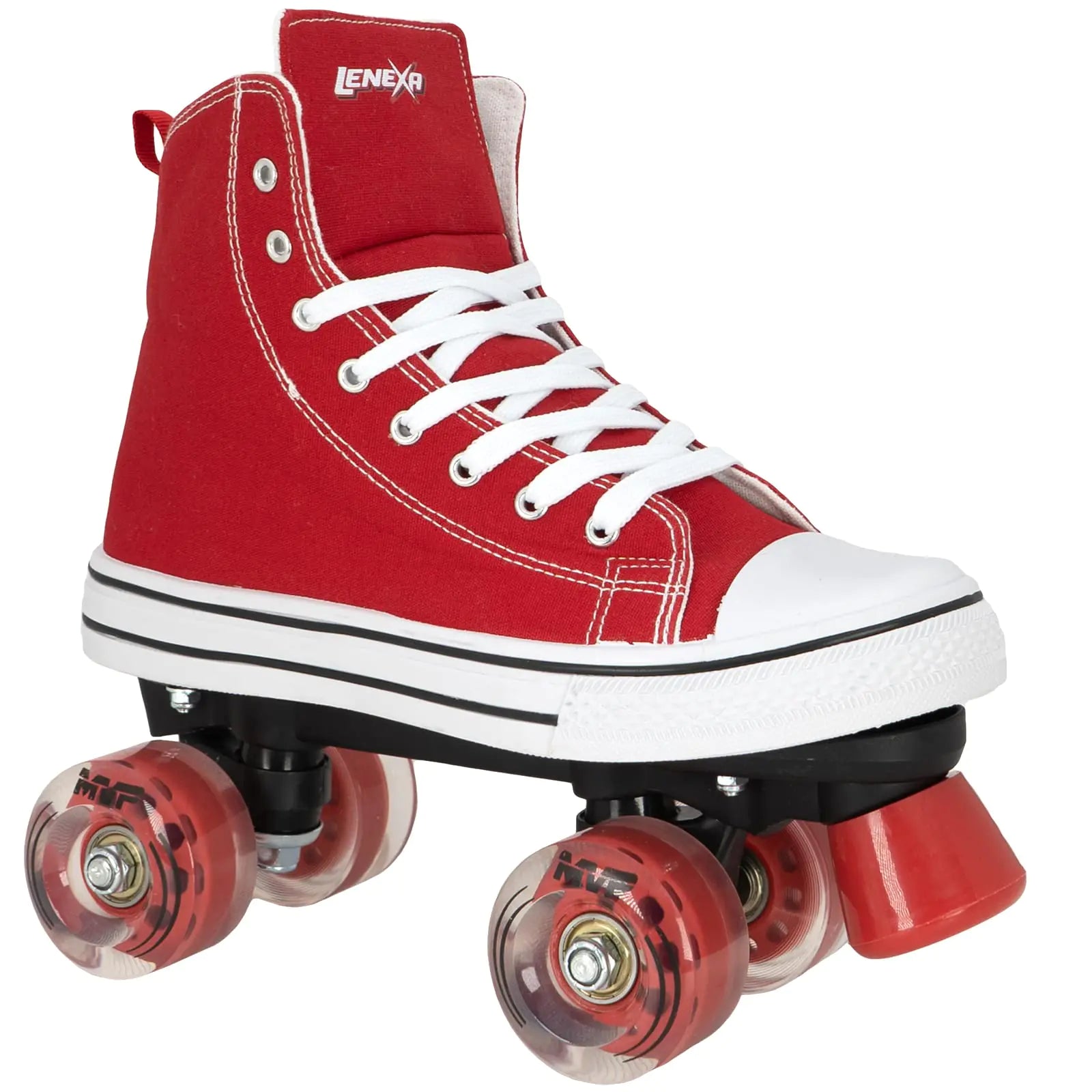 Lenexa MVP 2.0 Roller Skates for Kids and Adults | Roller Skate Shoes for Men and Women | Outdoor High-Top Sneaker Roller Shoes | Full Lace Up Ankle Support | Red (Ladies 9 / Mens 8)