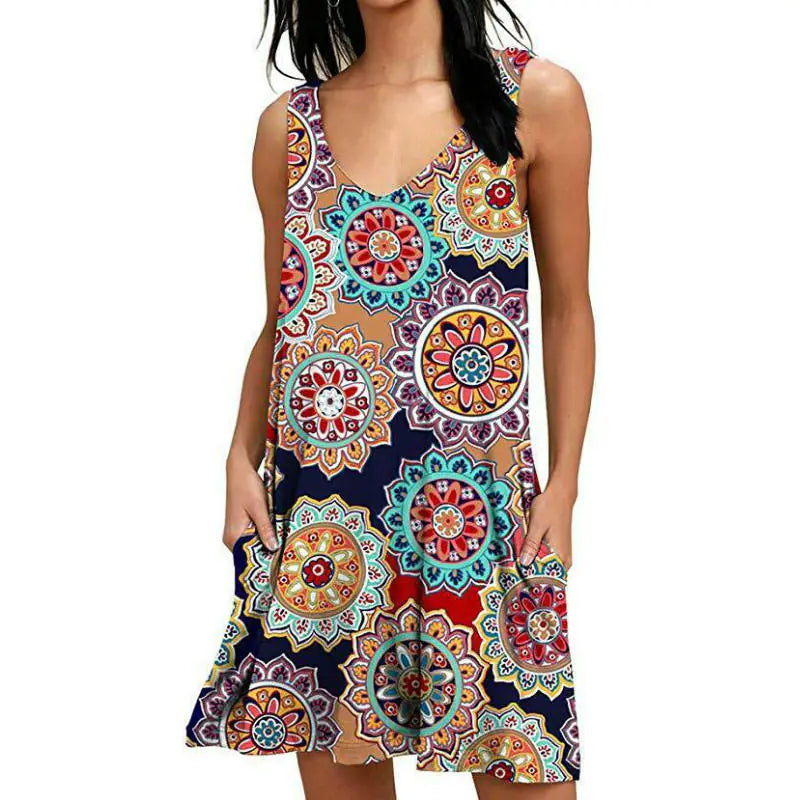 V-Neck Printed Sleeveless Top