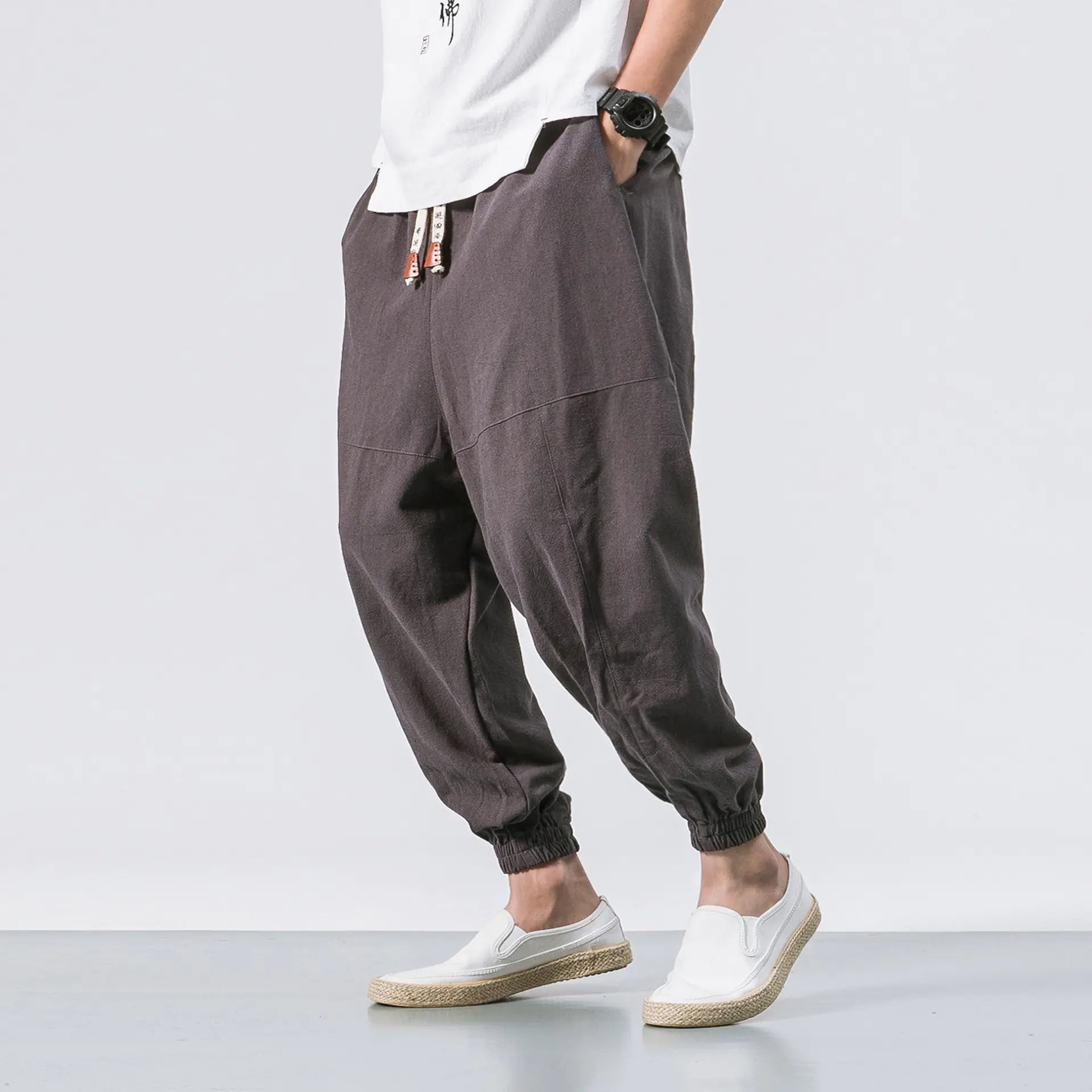 Men's Japanese Loose Cotton-Linen Trousers