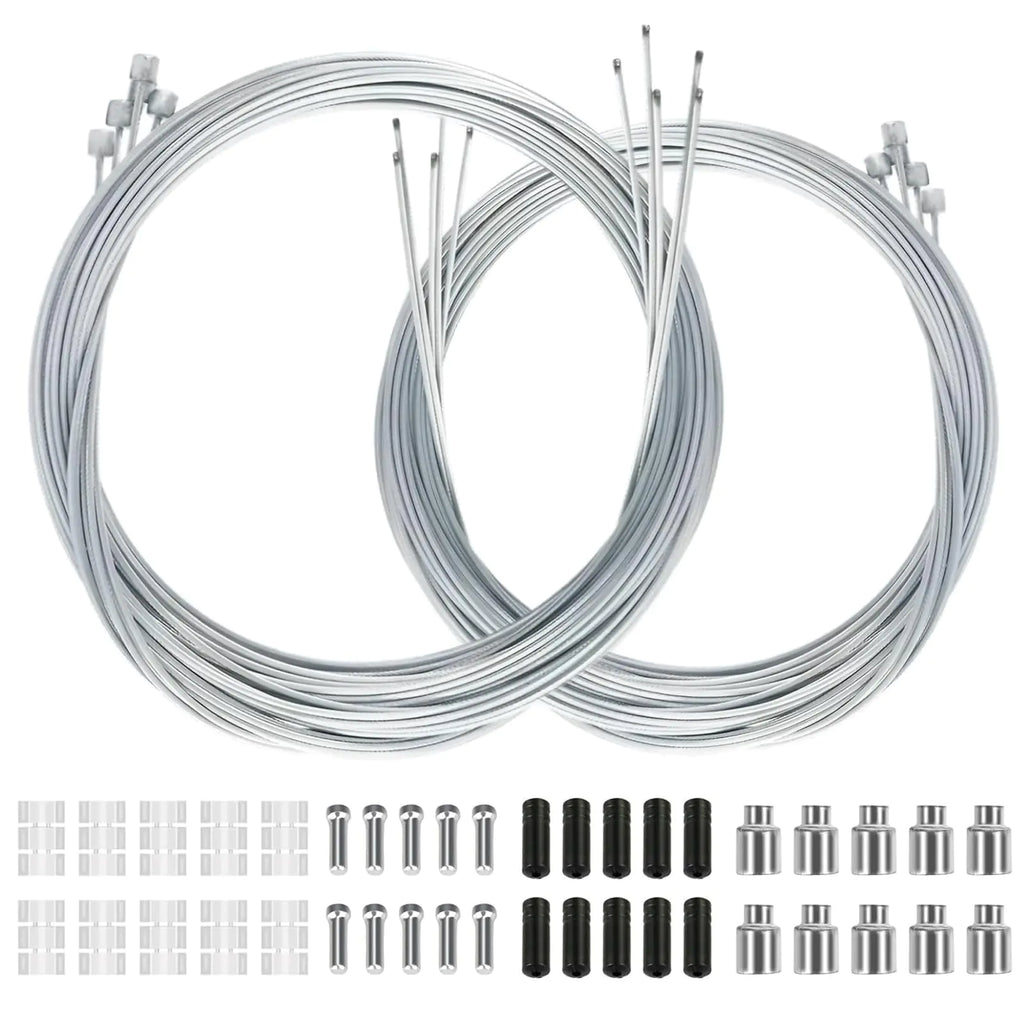 Bike Brake Cable 10PCS Bicycle Brake Cable Professional Bike Brake Cable Kit for Front and Rear Mountain Bike Bicycle Brake Cable Line with 40pcs Free Cable Cap End Crimps Set (5PCS 1.4m + 5PCS 2m)