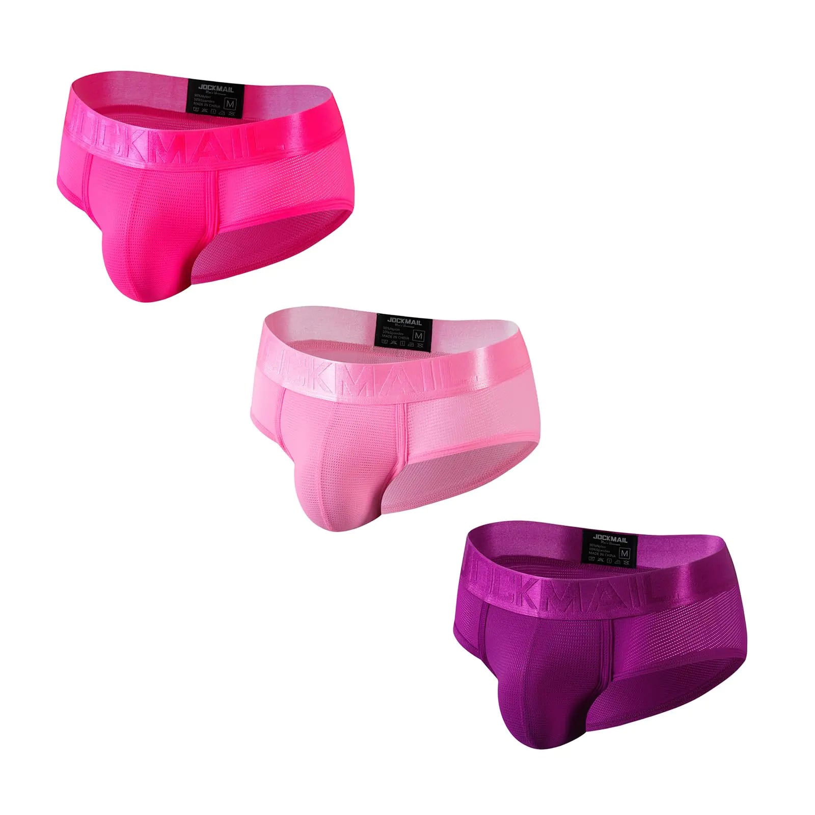 JOCKMAIL 3PCS/Pack Men Underwear Briefs Athletic Underwear Briefs Mens Breathable Briefs for Sport Gym (as1 alpha x_l regular regular Rose+Pink+Purple)
