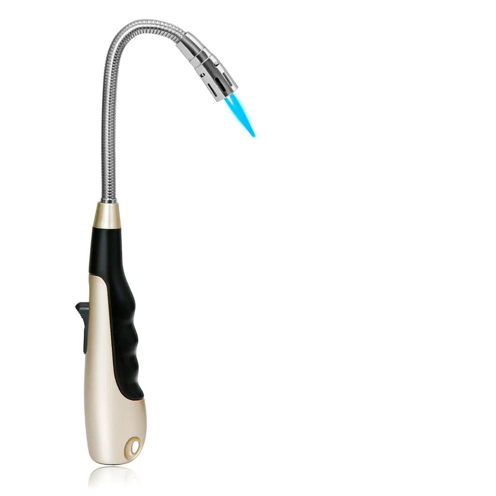 Butane Lighter Long Lighter Refillable Grill Lighter for Candle BBQ Gold(No Fuel)