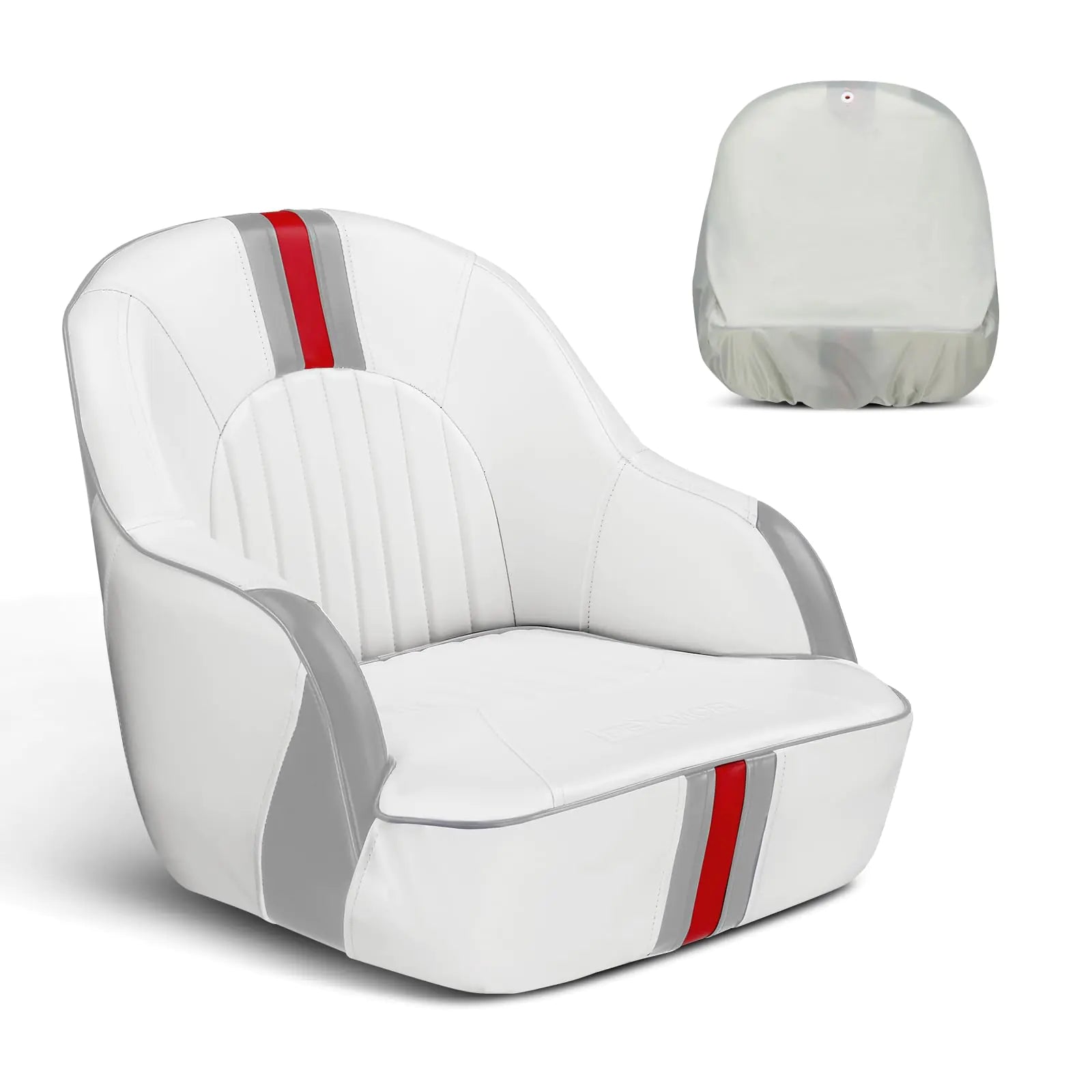 PEXMOR Premium Pontoon Boat Seat Captain Bucket Seat with Boat Seat Cover Waterproof Boat Cabin Captain Chair Stainless Steel Screws Included
