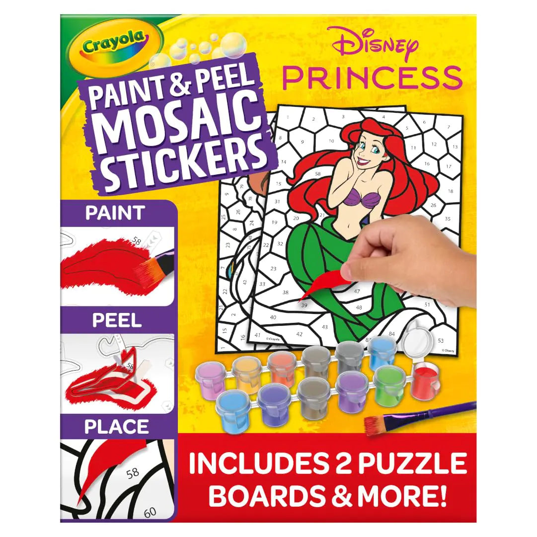 Crayola Paint & Peel Mosaic Stickers (20+ Pcs) Paint by Number for Kids Mosaic Arts & Crafts Kids Washable Paint Sticker Sheet