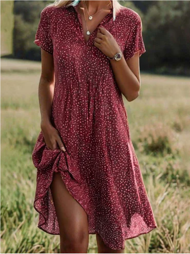 Victoria™ Midi Summer Polka Dot Dress (One Piece)