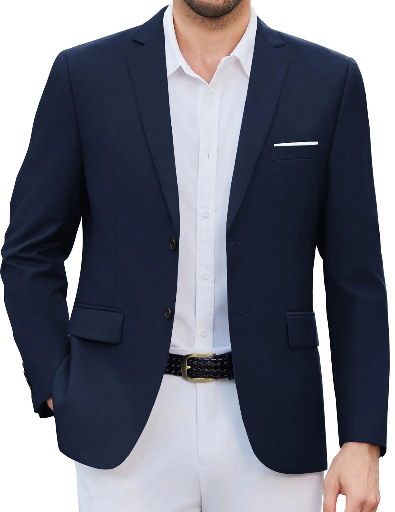 COOFANDY Mens Casual Blazer Jacket Wedding Sport Coat Lightweight Suit Jacket Navy Blue 3X-Large