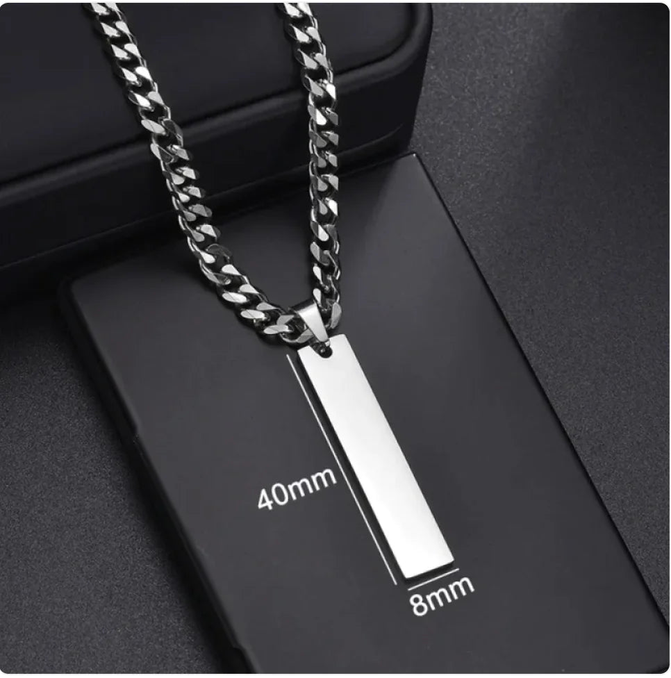 Stainless Steel Military-Style Engraved Necklace