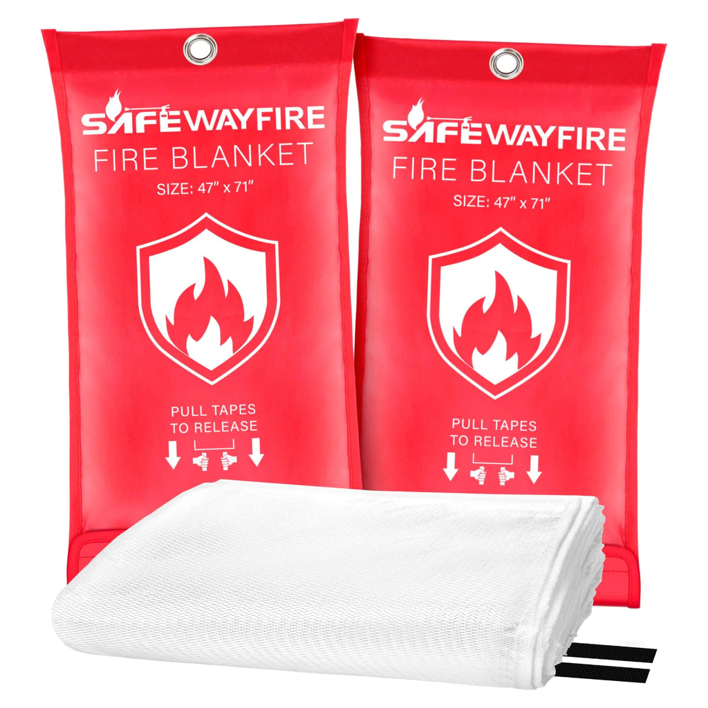 Safewayfire Emergency Fire Blanket - 2 Pack 47 x 71 Fire Suppression Blanket for Kitchen Fireproof Fiberglass Blanket for Home Safety Swift Safe Fiberglass Fire Blankets
