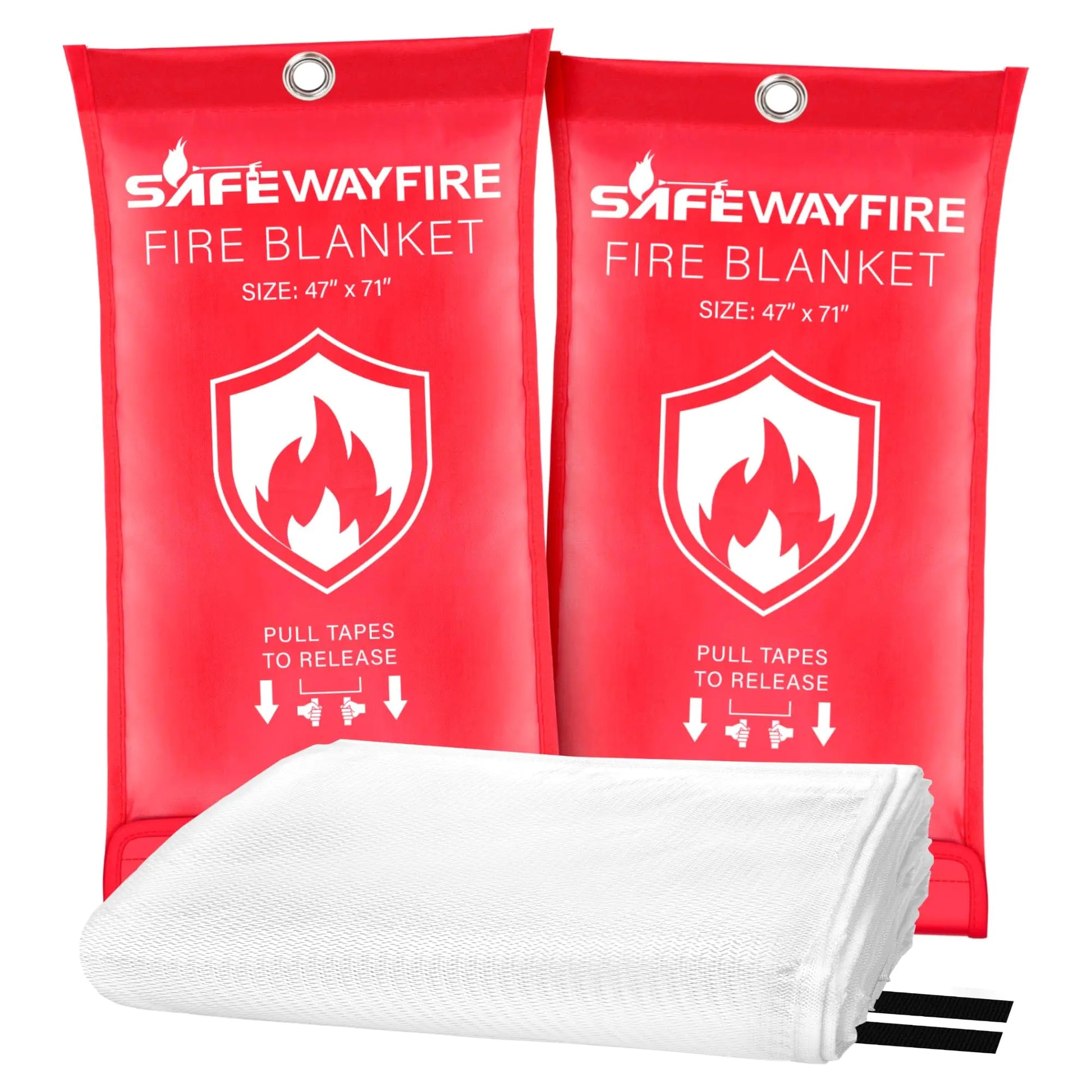 Safewayfire Emergency Fire Blanket - 2 Pack 47 x 71 Fire Suppression Blanket for Kitchen Fireproof Fiberglass Blanket for Home Safety Swift Safe Fiberglass Fire Blankets