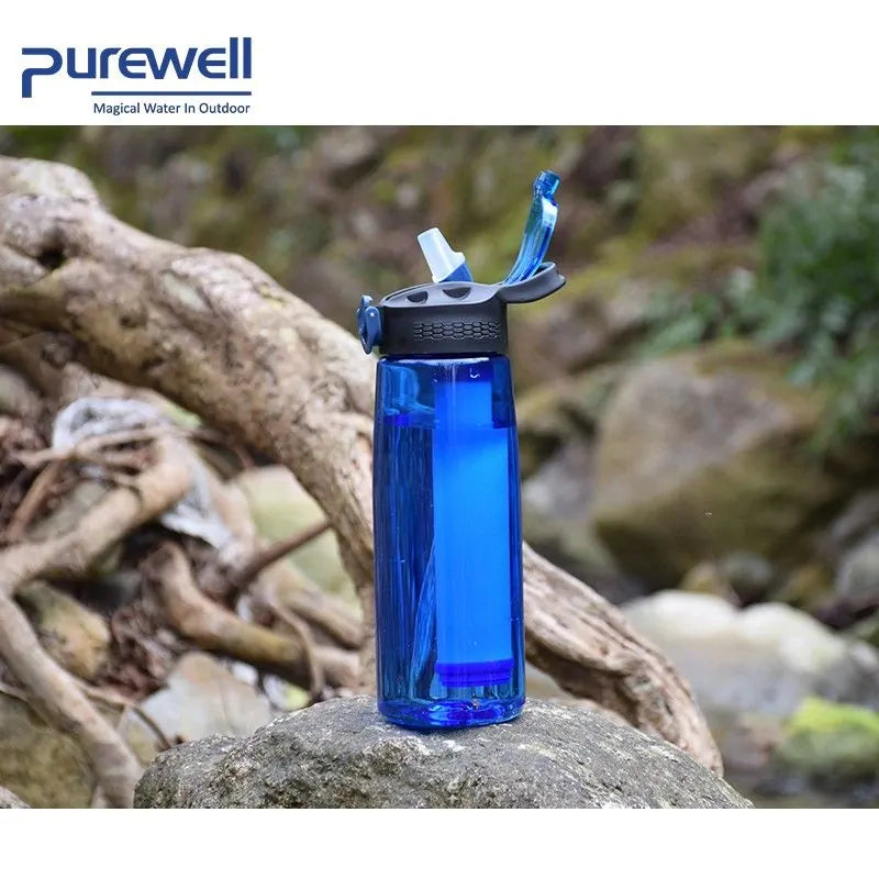 Blue Water Bottle with Filter