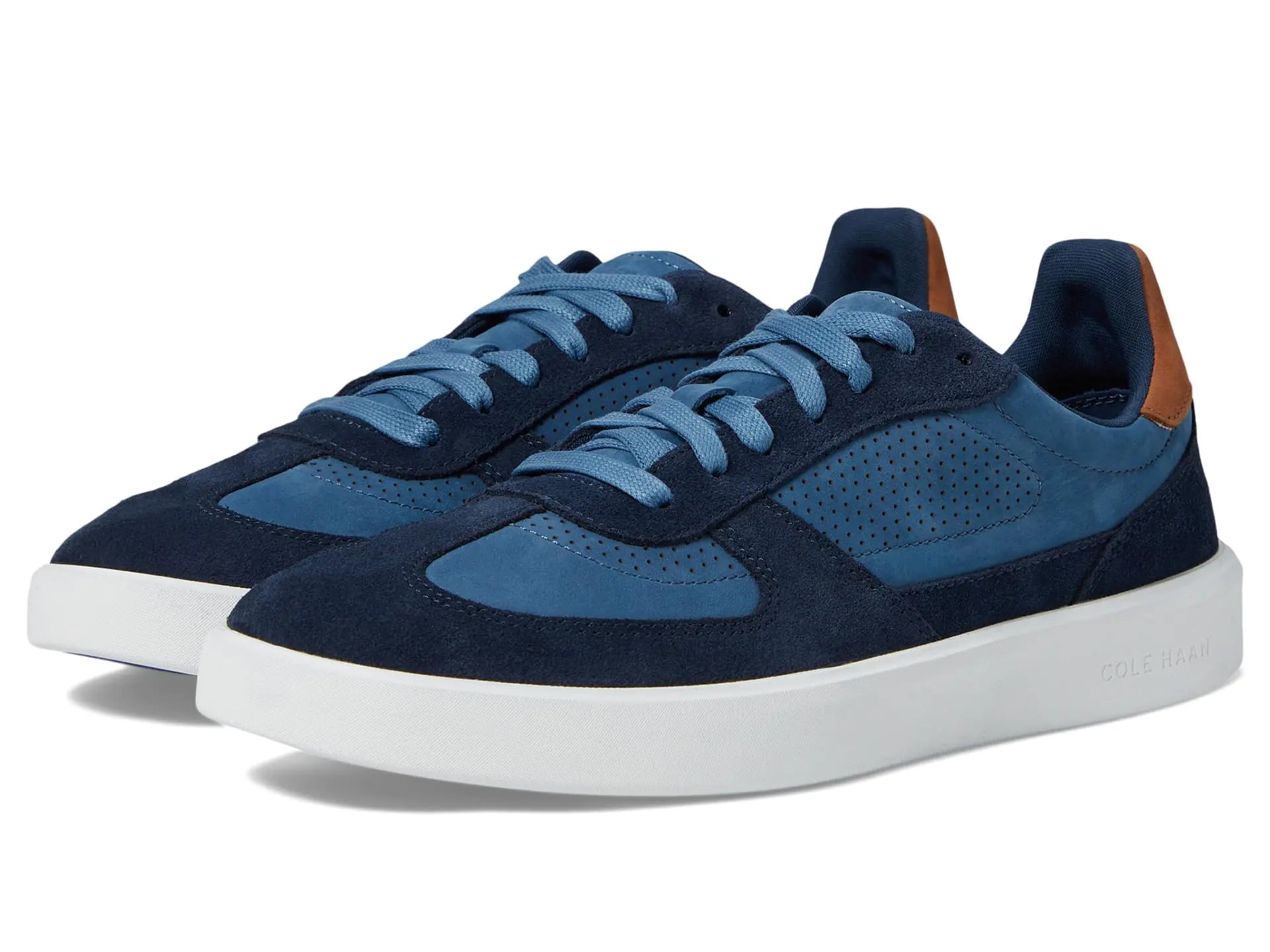 Cole Haan Mens Grand Crosscourt Modern Turf Sneakers Navy Blazer/British Tan/Optic White 8