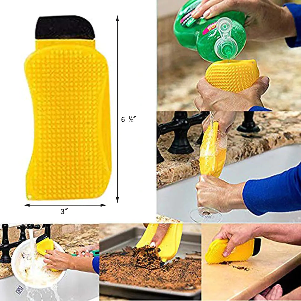 3-in-1 Silicone Cleaning Brush and Sponge Tool