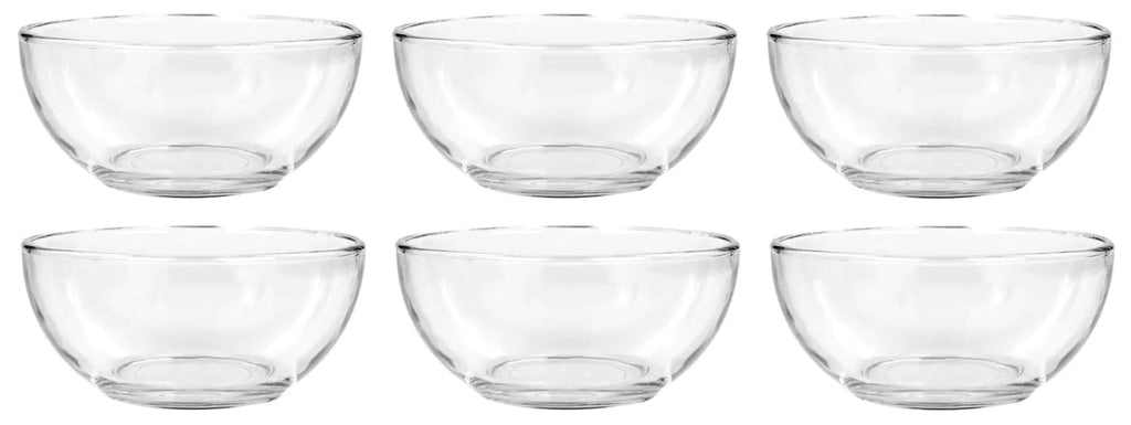 Clear Glass Bowls 6 in. for Kitchen Prep Dessert Dips Soups Salads Cereal and Candy Dishes or Nut Bowls (6)