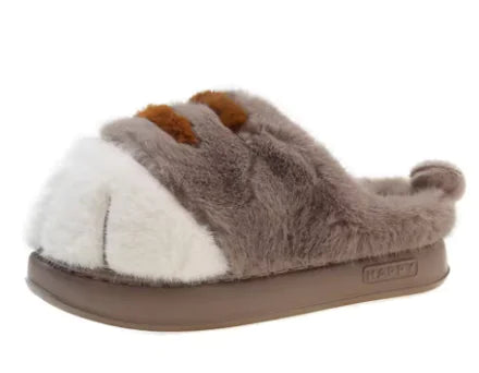 3D Cat Paw Plush Slippers for Autumn and Winter (One Pair)