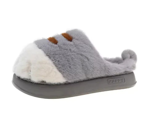 3D Cat Paw Plush Slippers for Autumn and Winter (One Pair)